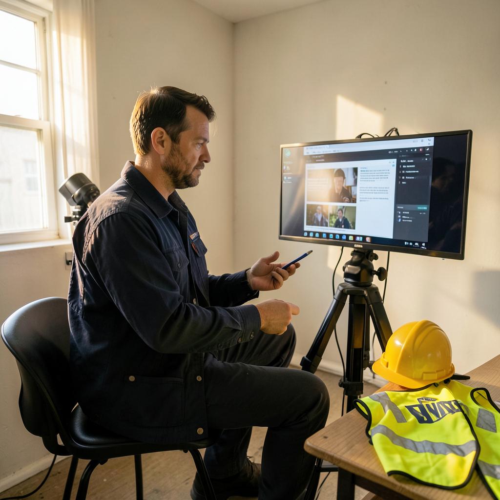 Instructor recording an online safety training lesson